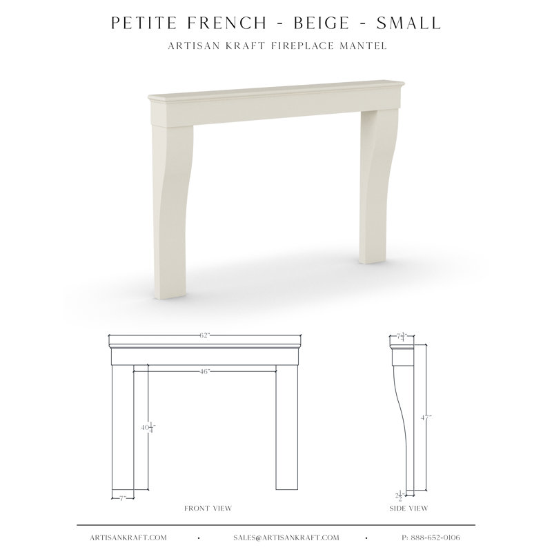 Encadrement de cheminée Petite, Beige, H 47 po x l 62 po x P 7,75 po