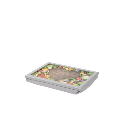 Lap Tray with Cushion, Vegetable Heart Design, Multi-Colour, 33 x 44 x 8 cm