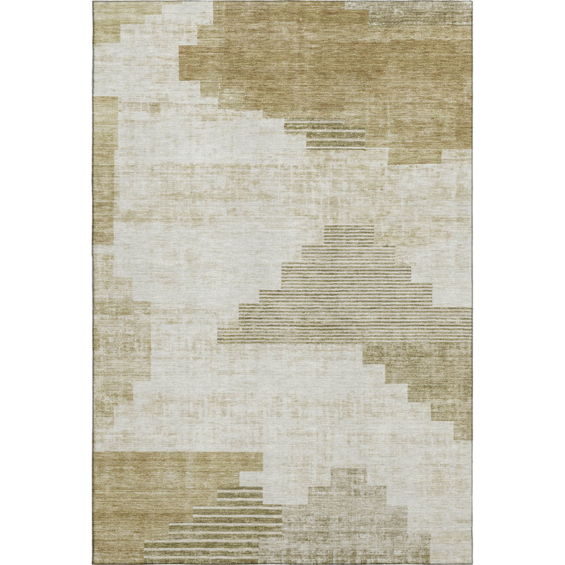 Premium Machine Washable Ashington AMF1829 Geometric Rug, Rectangle 3' x 5'