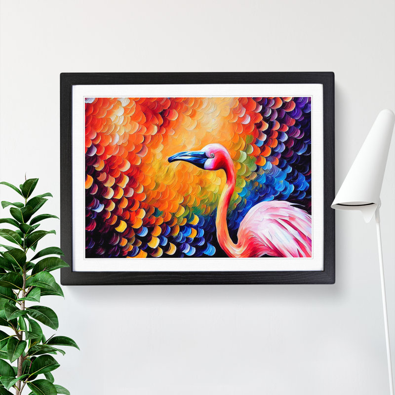 Flamingo Vol.1 Abstract 1 Piece Single Picture Frame Painting, 34cm H x 46cm W x 2cm D, Black Framed
