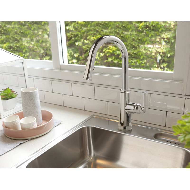 Trattoria Pull-Down Kitchen Faucet With C-Spout, Chrome