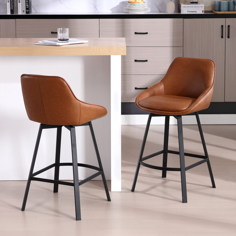 Janayshia 65cm Swivel Bar Stool, Brown