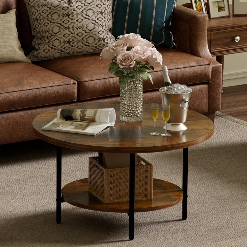 Table d'appoint en bois à 2 niveaux, Rustic Brown