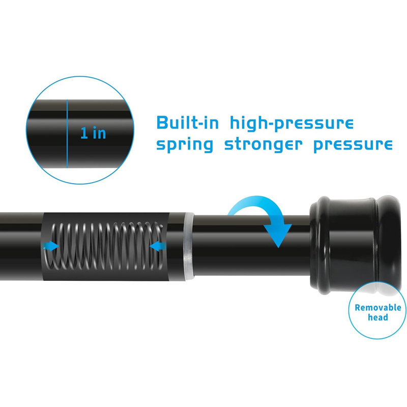 Matte Black Adjustable Tension Curtain Rod 56-104 Inches