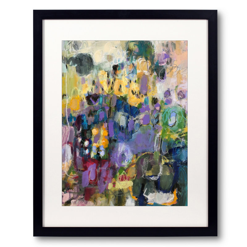 Écoutez la musique. par Elizabeth Chapman - Peinture, Papier avec cadre noir, H 30 po x l 24 po