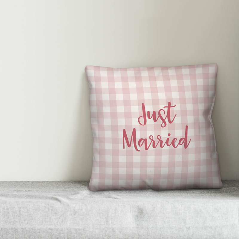  Coussin Just Just Married, Coussin décoratif, Rose