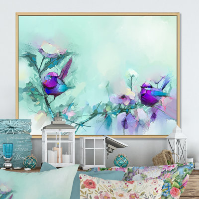 Paintbrush mauve et turquoise - Reproduction sur toile flottante