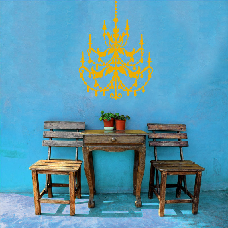 Décalcomanie murale lustre française, H 48 po x l 33 po x P 0,01 po, Jaune signalisation