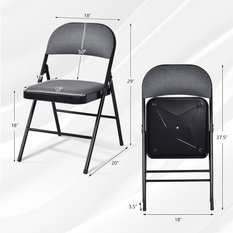 Antonino Fabric Padded Stackable Folding Chair Folding Chair Set