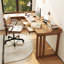 Bureau en bois massif en L de couleur noyer clair avec 3 tiroirs-90081307-90081304