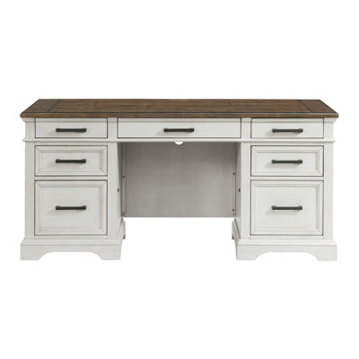 Isamu Solid Wood Desk with Built in Outlets by Ophelia & Co.