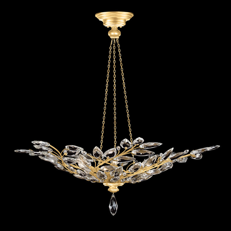 Pendentif rond en cristal Laurel, Doré, H 15 po x l 35 po x P 35 po