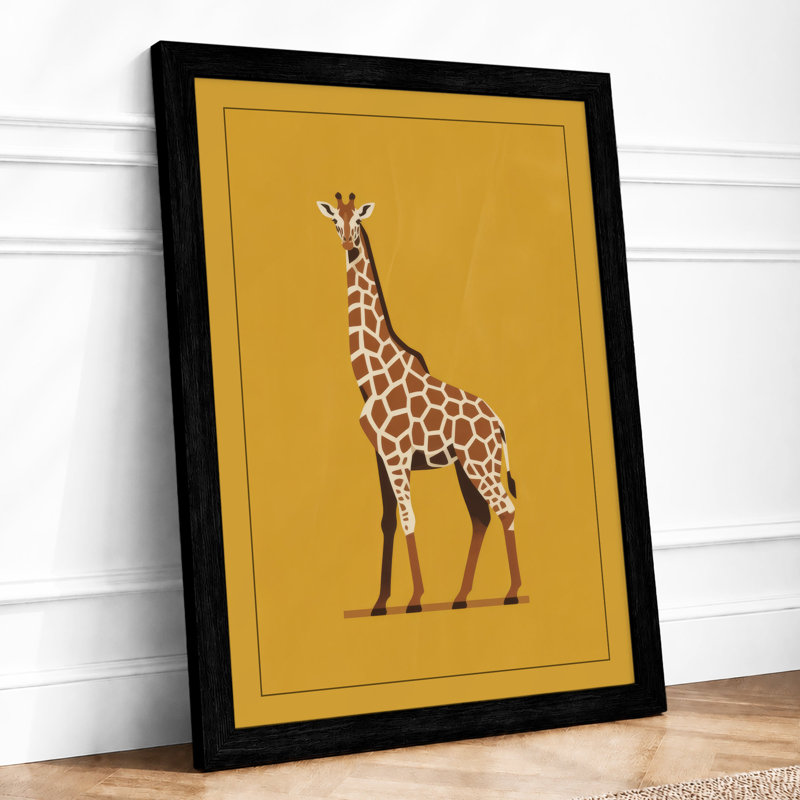 Standing Giraffe Modern - Framed Print, A4 - 29.7 x 21.0 cm, Black
