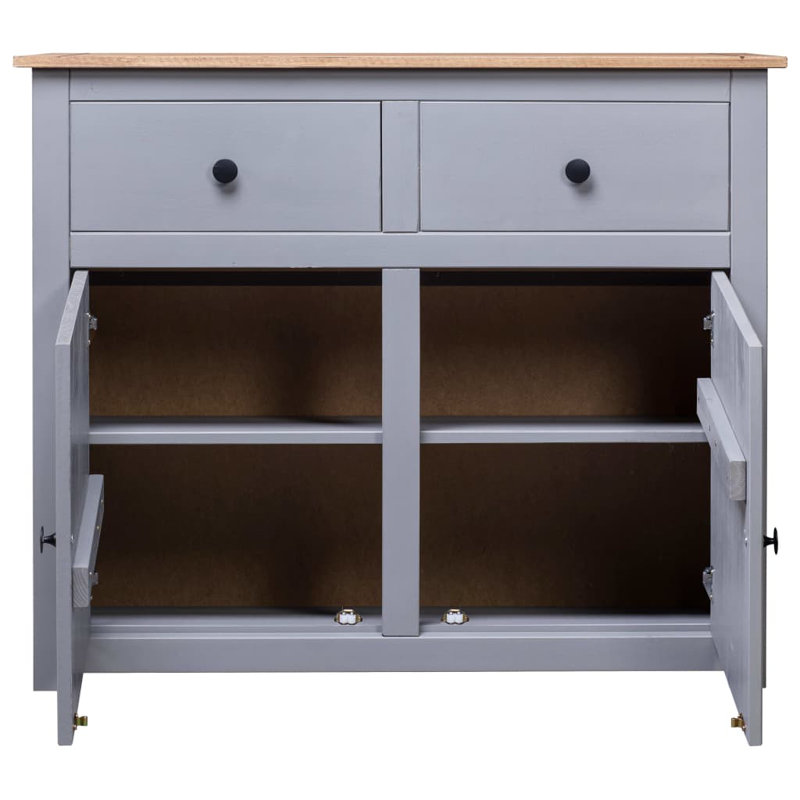Sideboard 2-Drawer Cupboard Sideboard Buffet Cabinet Solid Pinewood, Gray/Brown