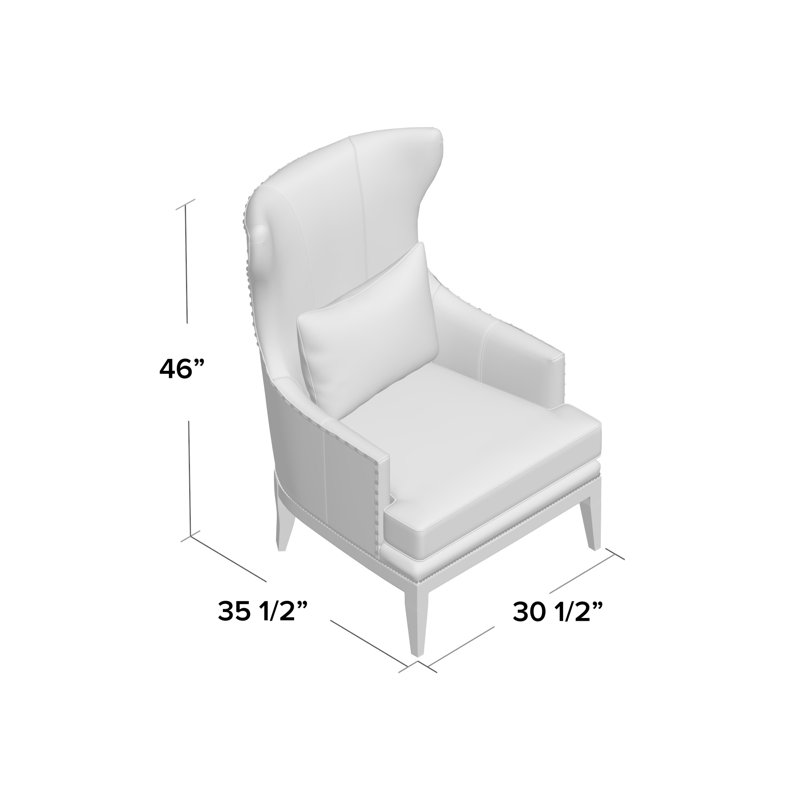Taraval Leather Wingback Chair, Cobblestone, Rio Mineral Genuine Leather, #9 & #54 French Natural