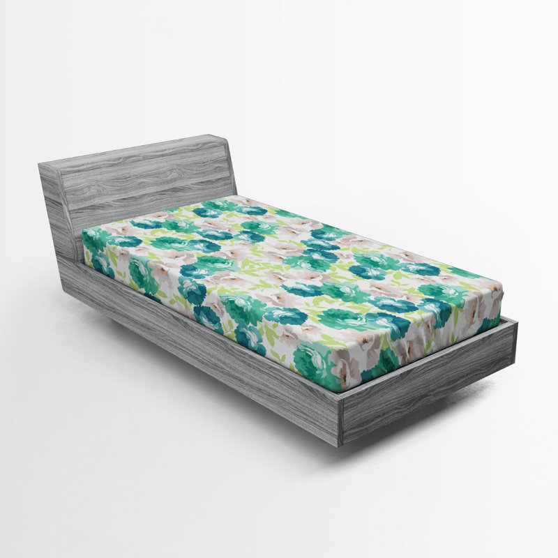 Microfiber Floral Fitted Sheet, Twin Fitted Sheet