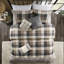 Housse de couette 6 pièces à chevrons avec motif écossais Buffalo et froissé