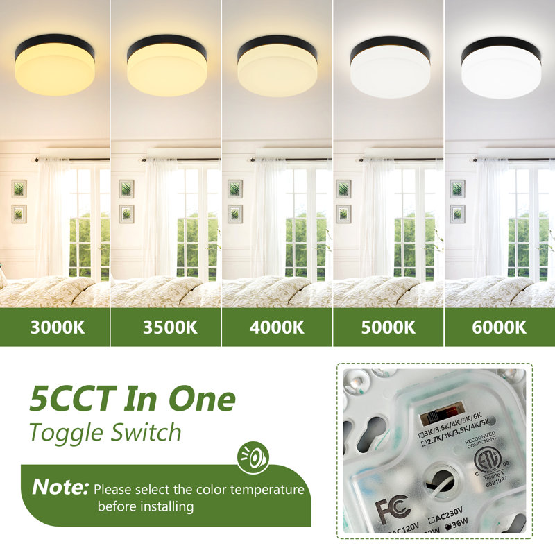 2 Pack Flush Mount Ceiling Light Fixture, 5CCT (3000K-6000K) & Dimmable Super Bright LED Ceiling Lights 12 Inch Ceiling Lamp For Kitchen Hallway Bedroom Bathroom