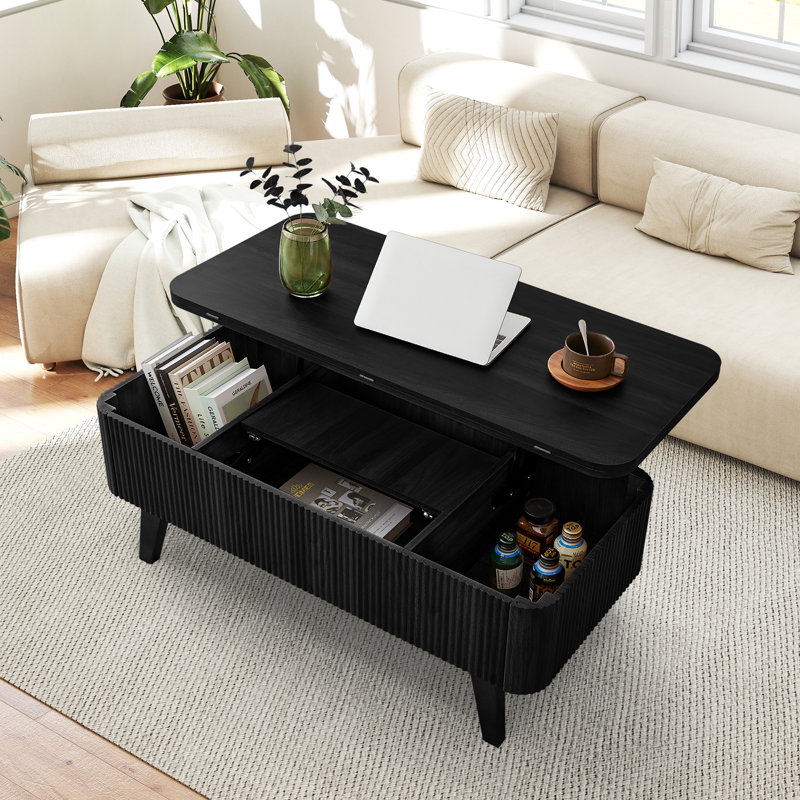 4-In-1 Multi-Fuction Lift Top Coffee Table With Storage, Black
