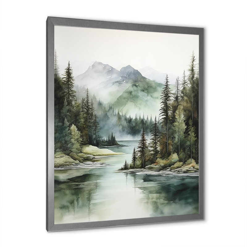 Impression sur toile, "Minimalisme lac tranquillité I", H 32 po x l 24 po x P 1 po, Cadre simple argenté