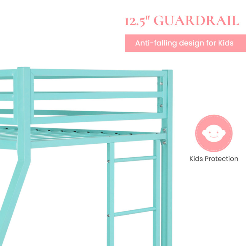 Koffler Kids Bunk Metal Bed Frame, Full, Green