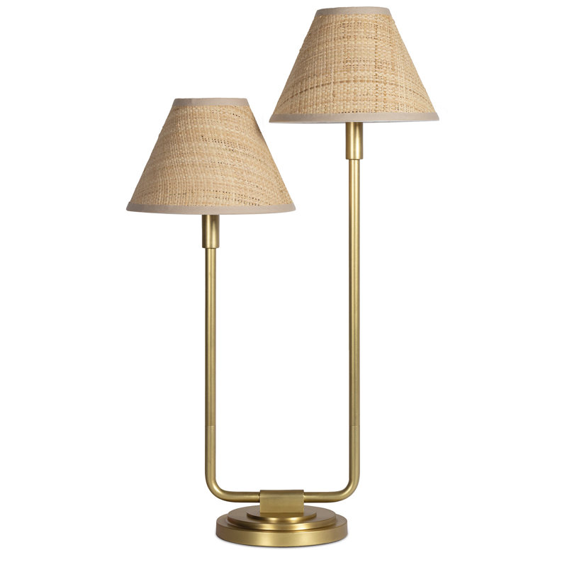 Polly Double Arm Table Lamp, Brass, Tan