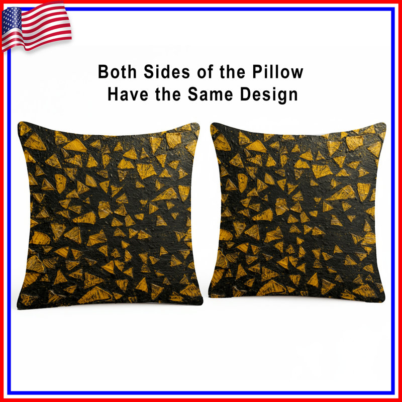 Yellow Triangular Fragments Double Sided Throw Pillows, 18 x 18 inches
