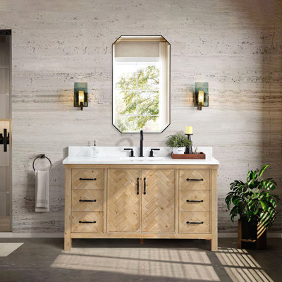 Javier 60'' Free Standing Bathroom Vanity with Cultured Marble Top