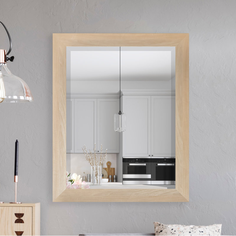 Ungar Wood Flat Wall Mirror, 45.5" H x 39.5" W x 0.75'' D, Blonde Maple