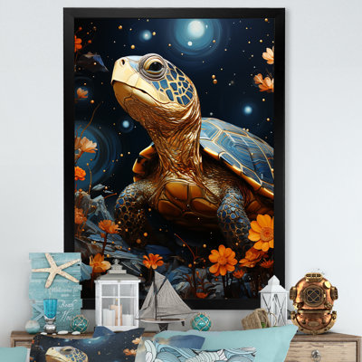 Tortue avec ciel étoilé sur toile