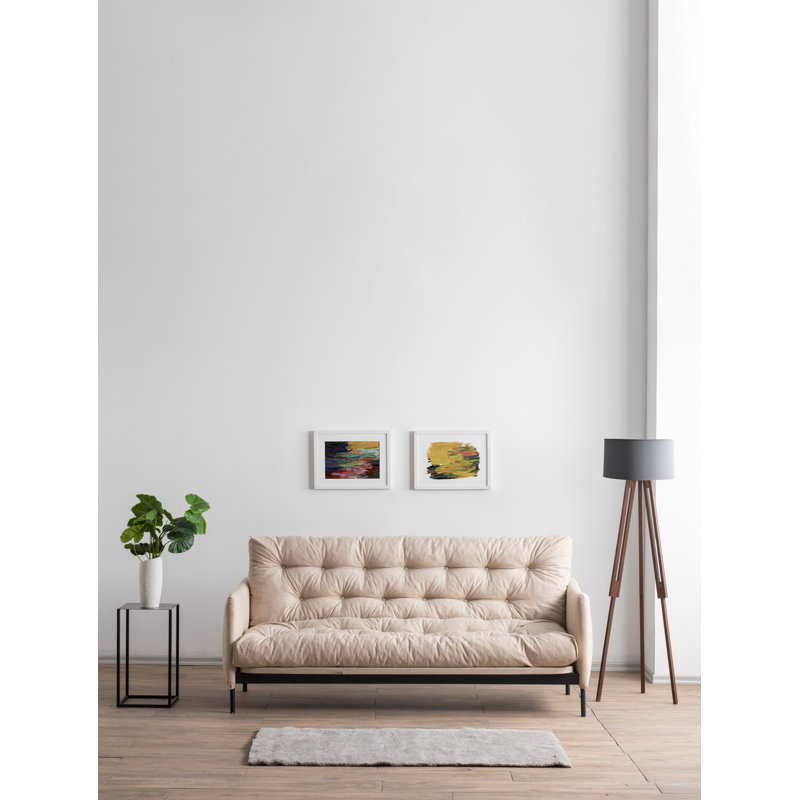 Allinson 200cm Upholstered Convertible Sofa, Cream