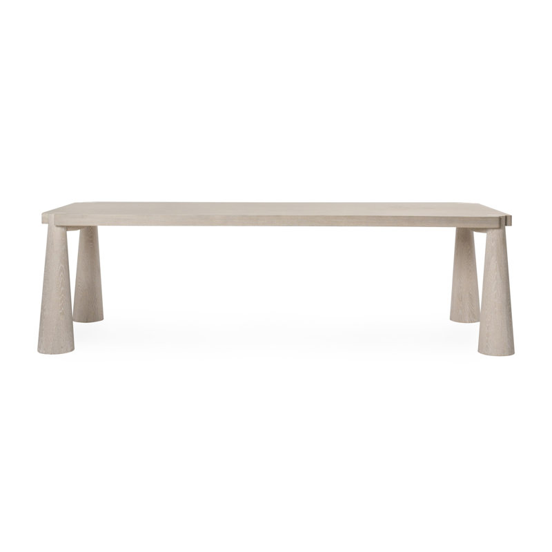 Atrop 102" Oak Wood Dining Table, Beige