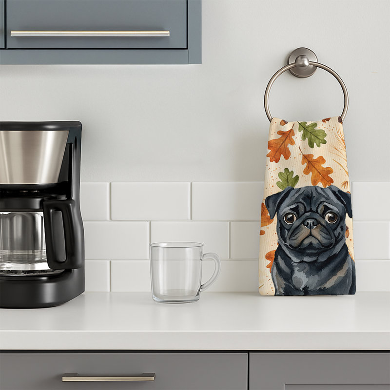 Serviette de cuisine noire Pug Heirloom, Pug noir