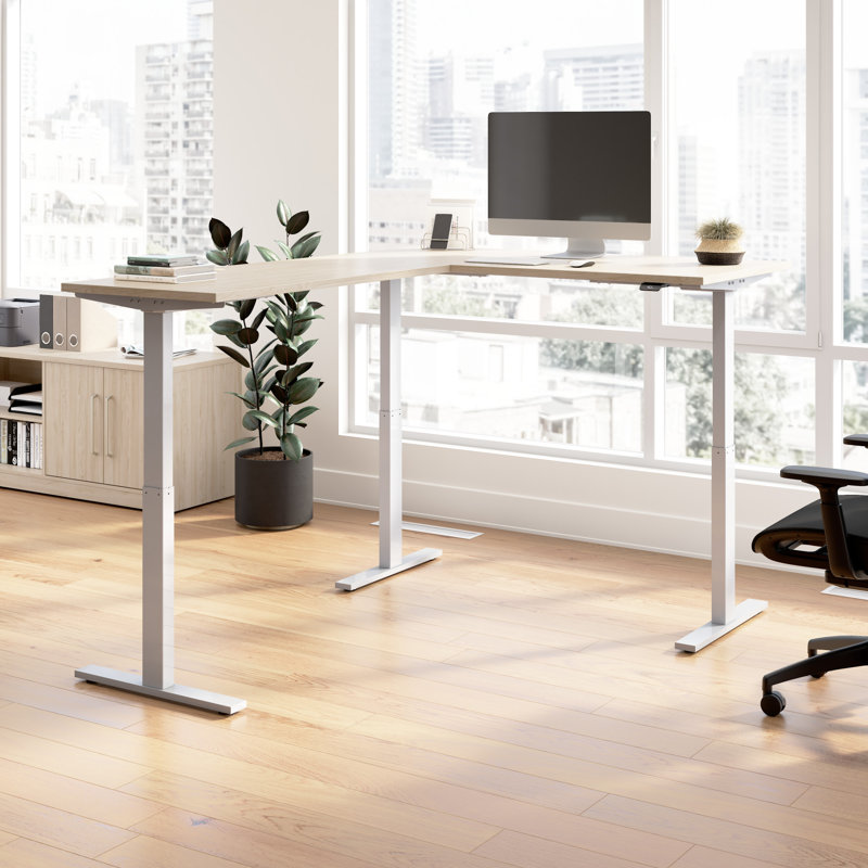 Bush Business Furniture Move 60 Series Height Adjustable L Shaped Standing Desk - Reversible, 27" H x 59.5" W x 77" D, Gray