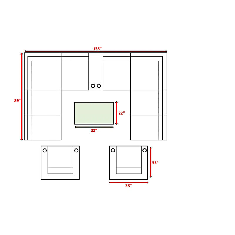 Ensemble de conversation en osier pour 8 personnes avec coussins