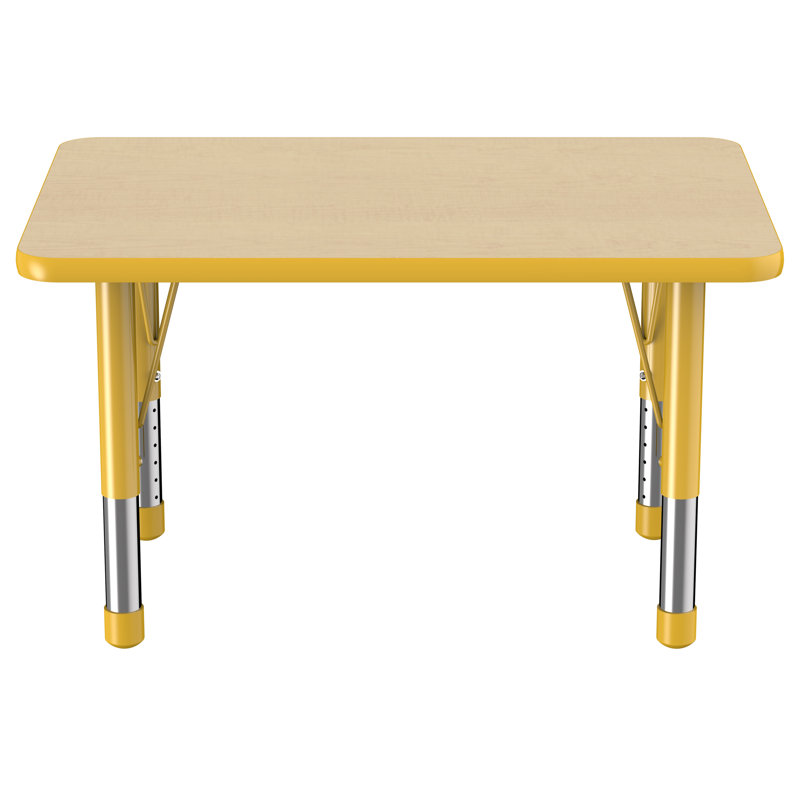 Table d'activité rectangulaire à hauteur réglable en forme de T, Épais, 24 po x 36 po, Gris / bleu marine / noir