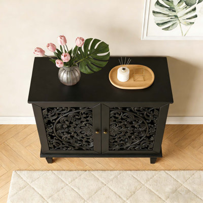Buffet antique 2 portes avec sculptures florales