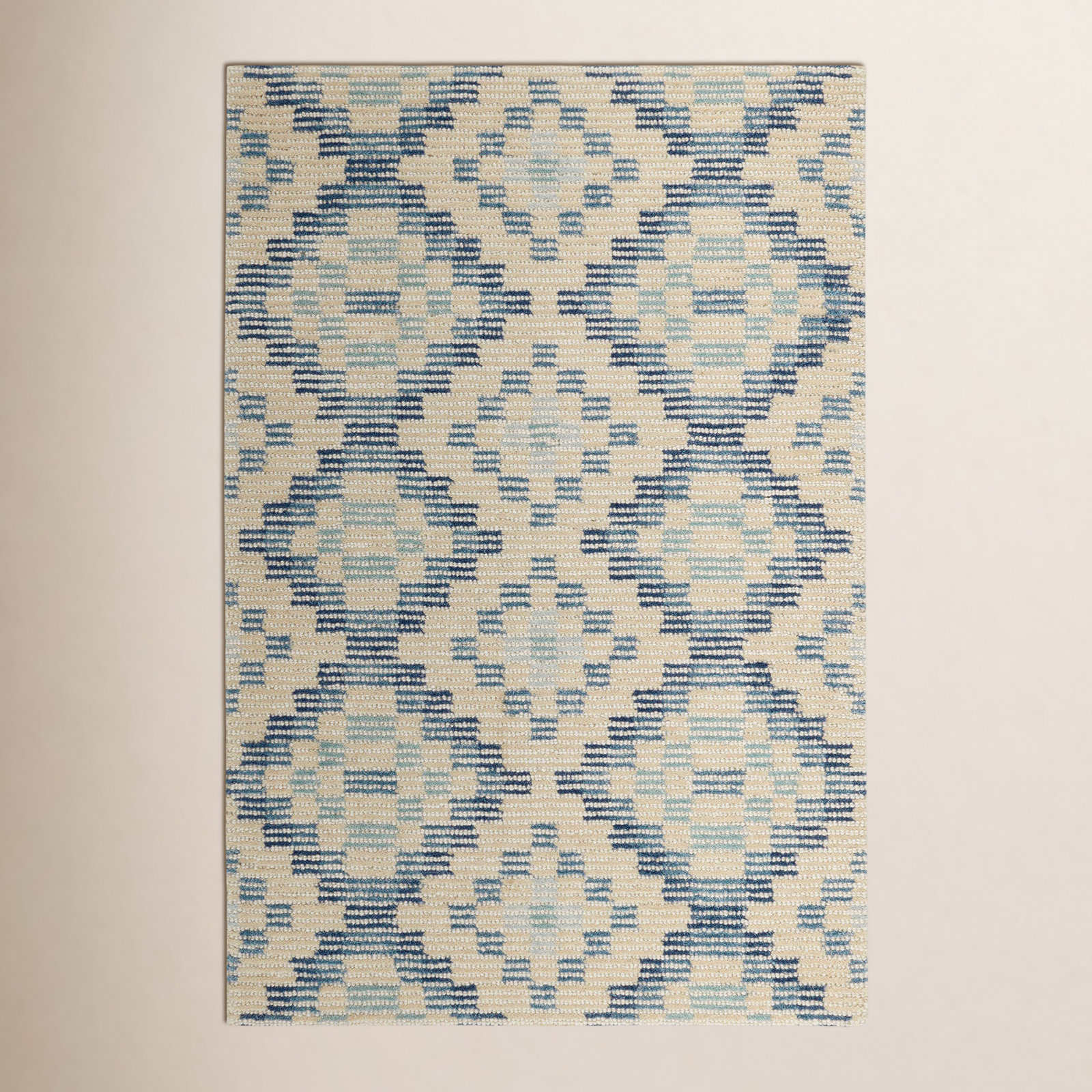 Diamond Cove Blue Hand-Tufted Wool Geometric Rug, Runner 2'6" x 8'