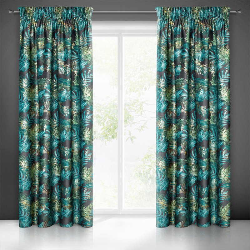 Blackout Curtain Panel Pair Single Panel, Black Tape