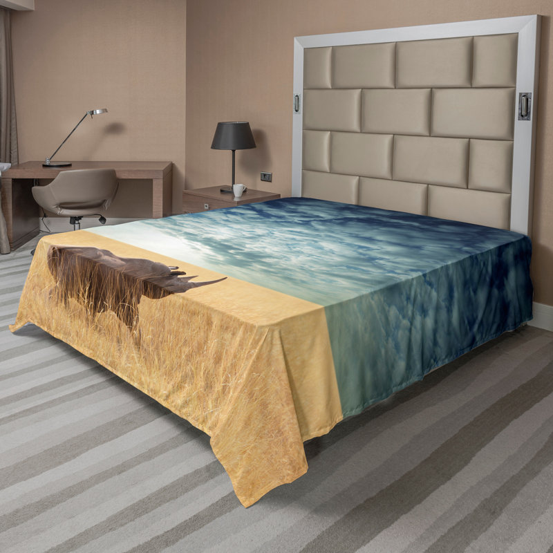Drap de lit Ambesonne Savannah, Drap plat pour taille de lit très grand californi