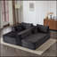 Canapé modulaire à compression avec méridienne confortable, canapé en L désossé pour le salon et la chambre à coucher, conception modulaire minimaliste, assise profonde, velours côtelé noir-1515358475