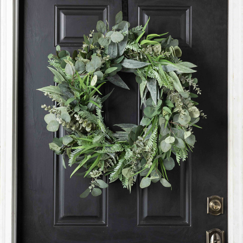 Couronne artificielle d'eucalyptus, H 30 po x l 30 po x P 6 po