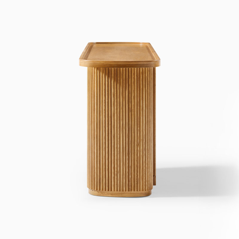 Console cannelée 60 "avec rangement HERNEST, chêne naturel, Chêne naturel