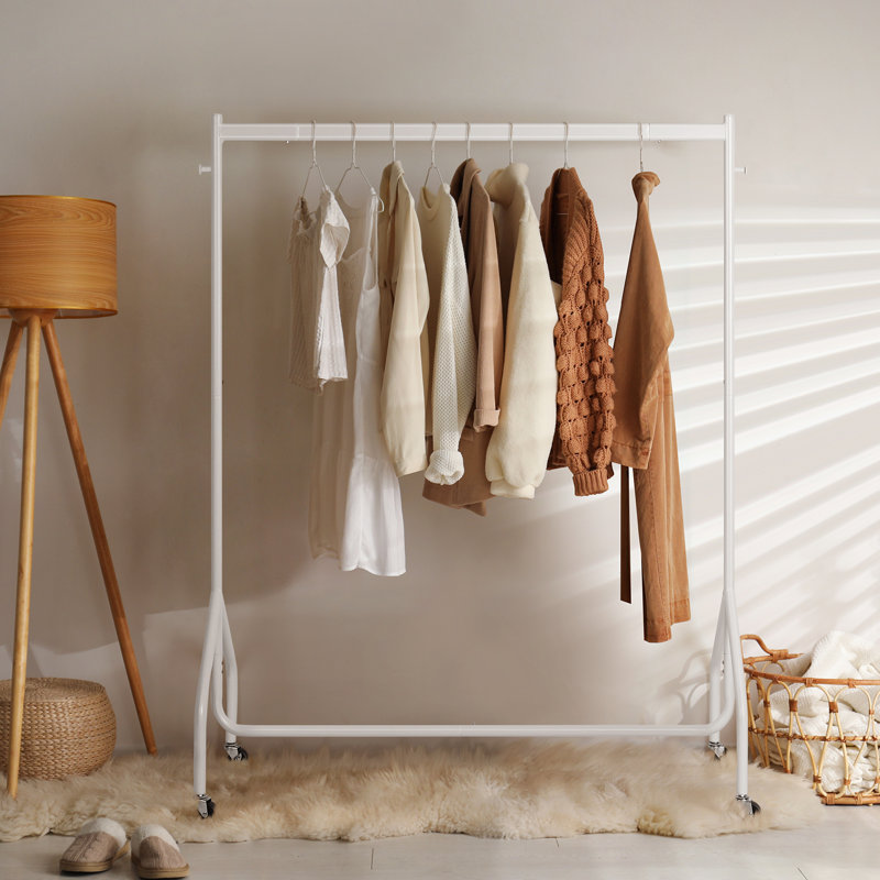 Portant compact pour vêtements compacts, Blanc