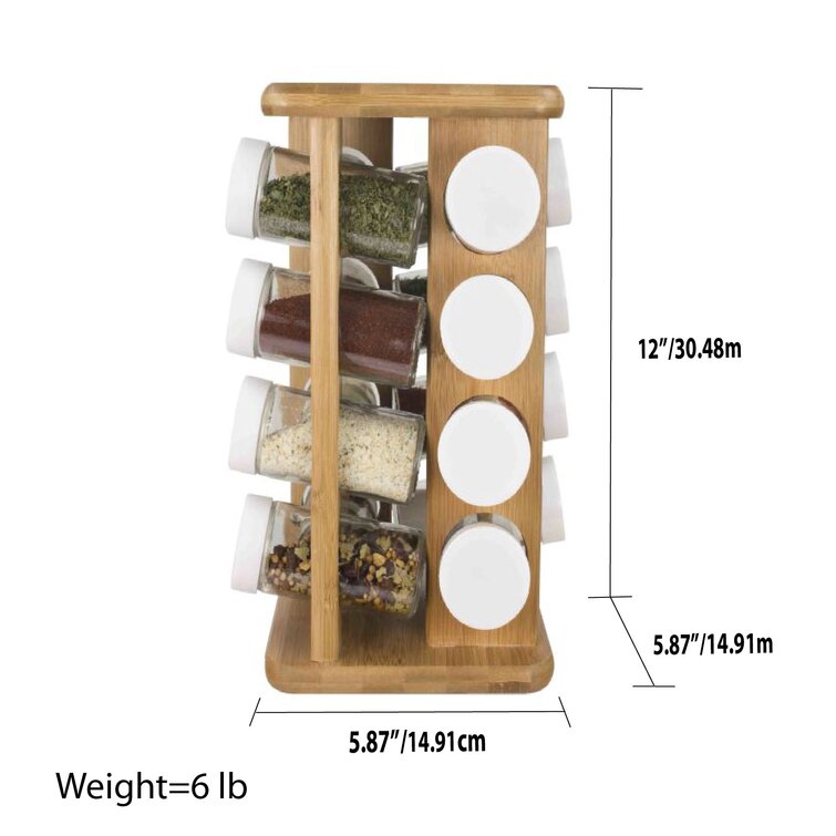 Kamenstein Kamenstein Bamboo Inspirations Spice Rack with Leaf Labels,  16-Cube, Wayfair