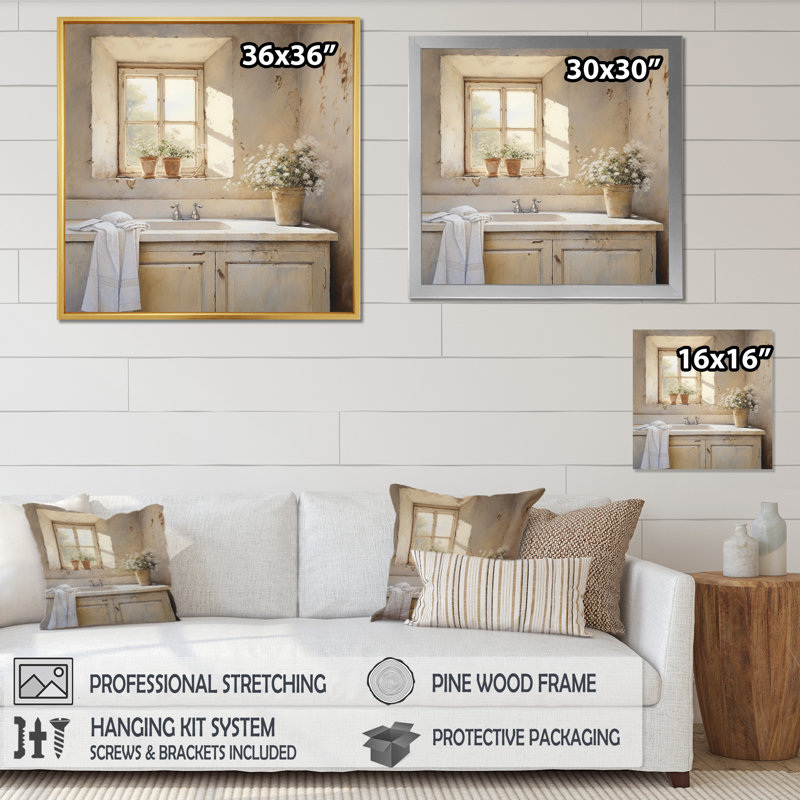 Farmhouse Laundry Charm IV - Bath & Laundry Canvas Wall Art, Toile tendue, H 24 po x l 24 po x P 1 po