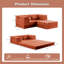 Canapé à compression Mahjong, canapé-lit convertible au sol, canapé modulaire désossé DIY, aucun assemblage requis, tissu polaire circulaire, surdimensionné 2 places avec repose-pieds, orange-129770573-129770576