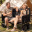 Le chariot pliable 3-en-1 de 400 lb se transforme en banc, chariot utilitaire pliable robuste avec poignée réglable, freins à deux roues, porte-gobelets