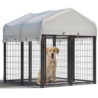 Heavy Duty Large Outdoor Dog Pen Playpen Yard Pet Kennel House Enclosure with Waterproof Roof Cover