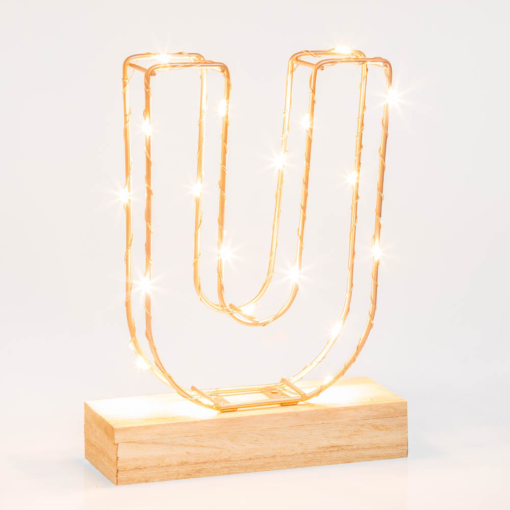 Echo Three Letter Light Wire Frame U - Rose Gold - Image 3
